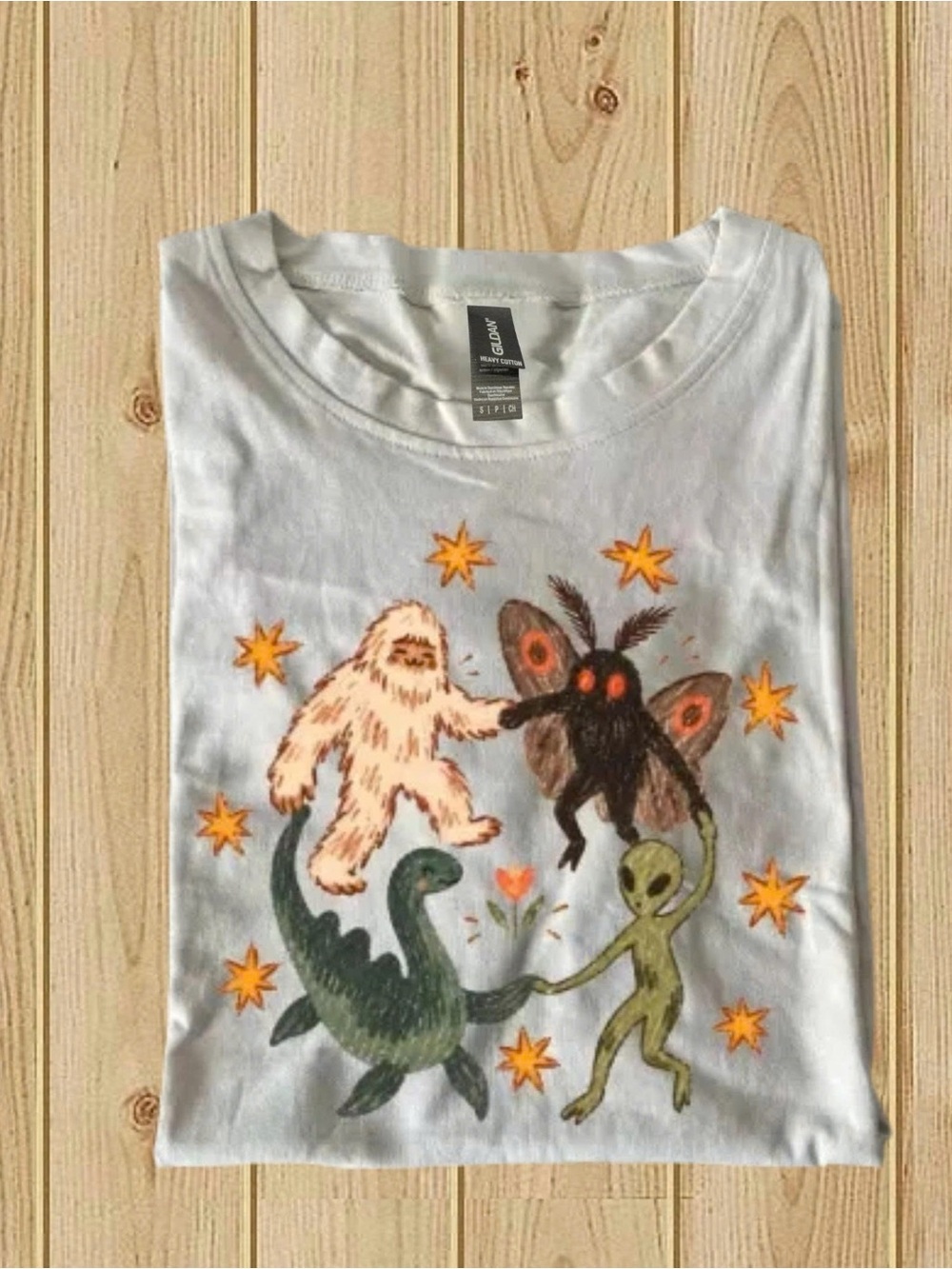 Dancing Cryptids Graphic Tee, Bigfoot Monthman Alien Vintage Unisex Shirt